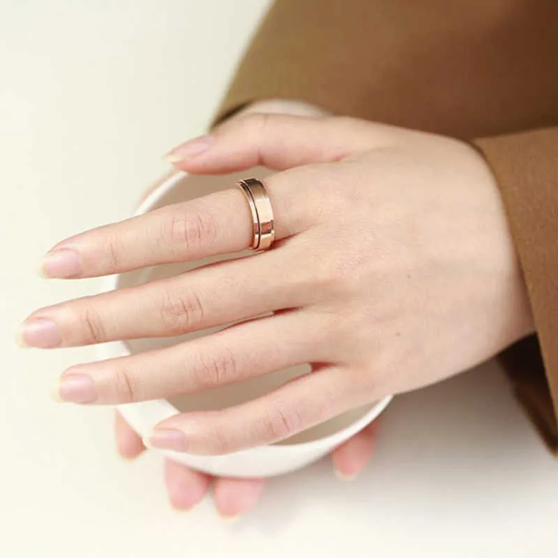 6MM Titanium Steel Black Gold Finger Rings Set For Men Silver-Plated Ring For Women Stainless Steel Jewelry Female Wedding Rings
