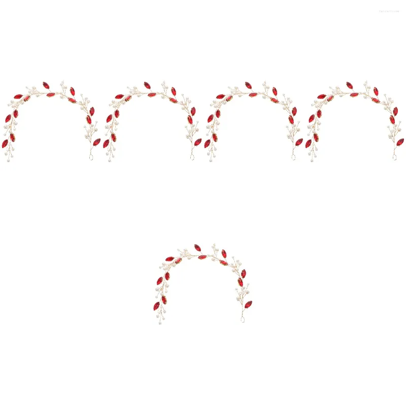 Bandane Set 5 copricapo da sposa fascia strass 30.5x2.5x0.1cm trapano vetro rosso sposa