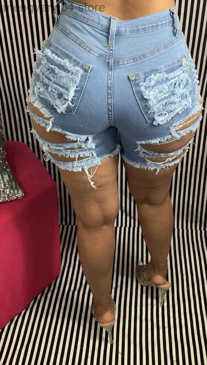 Dames shorts Hot Sale High Taille gescheurde denim shorts voor vrouwen mode sexy stretch shorts jeans trendy skinny shorts s-2xl drop verzending t230603