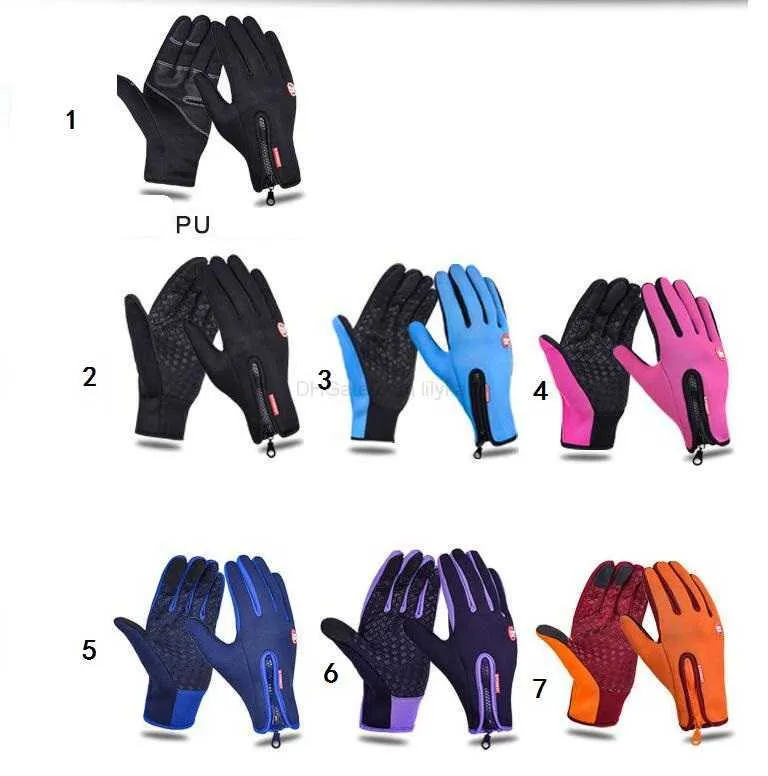 Luvas de dedo cheio quentes ao ar livre Polar Fleece Luvas de tela de toque capacitiva para celular inteligente inverno à prova d'água bicicleta ciclismo luva de esqui