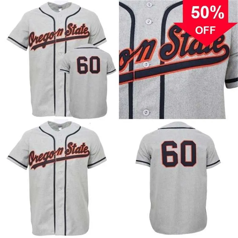 XFLSP Glamitness Osu Oregon State Beavers 1960 Road Baseballjersey 100％ステッチ刺繍ビンテージ野球ジャージカスタム任意の名前任意の番号