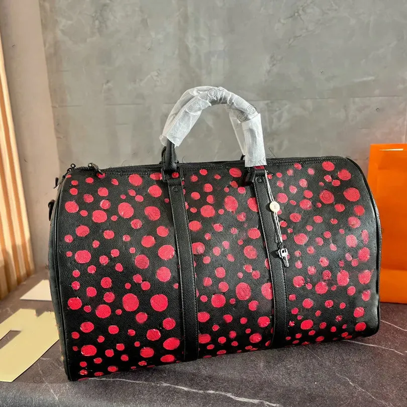 Reisetasche, Gepäck, Herren-Designer-Tasche, Blumen, geprägt, bemalte Punkte, großes Fassungsvermögen, Umhängetaschen, Umhängetasche, Umhängetasche, Outdoor-Sporttasche, Umhängetasche