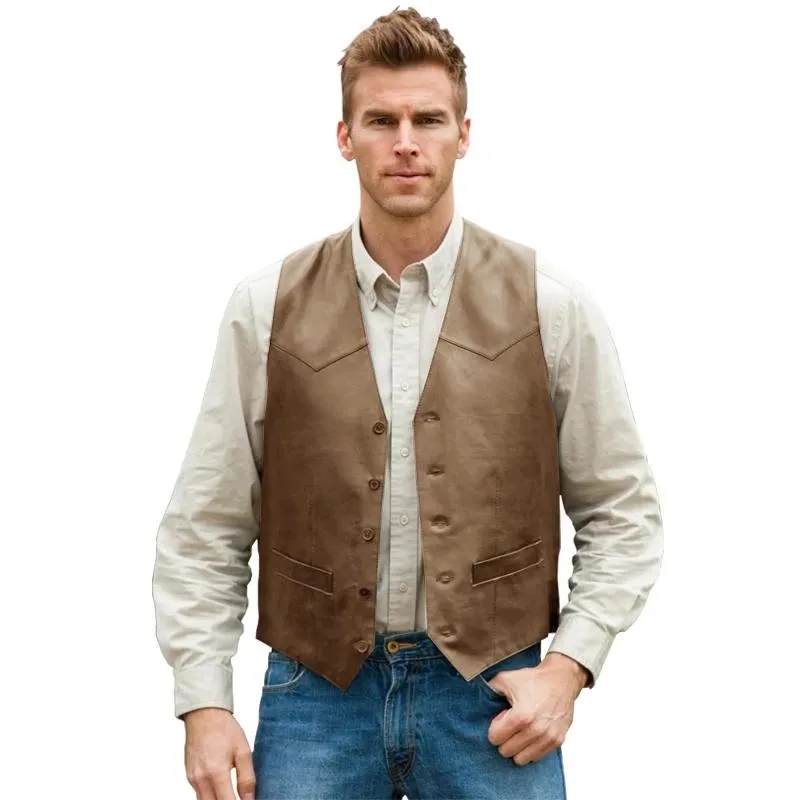 Vests Men 's Vest 힙합 거리 느슨한 양복 칼라 양양 조끼 Vneck 5 버튼 캐주얼 한 단색 재킷