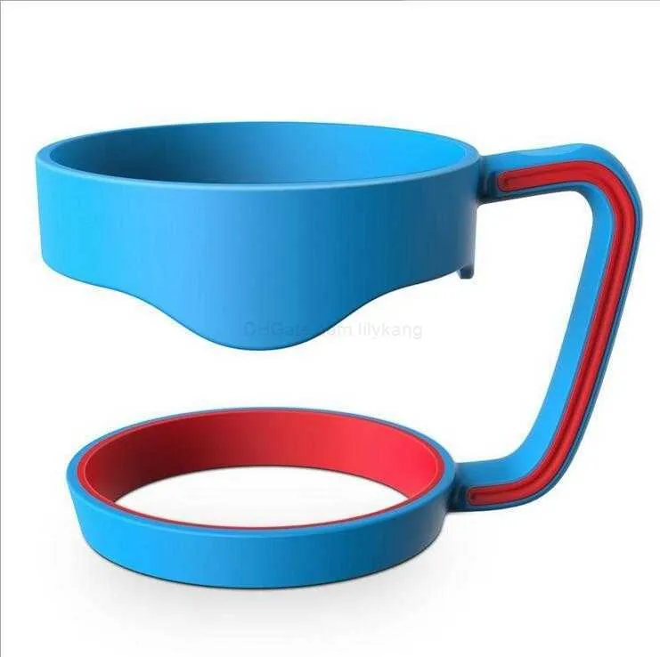 Poignée de gobelet en plastique anti-dérapant Porte-tasse de voyage en plastique Porte-gobelet isolé en acier inoxydable Poignée de tasses en plastique Porte-main en plastique7 couleurs pour 30 oz