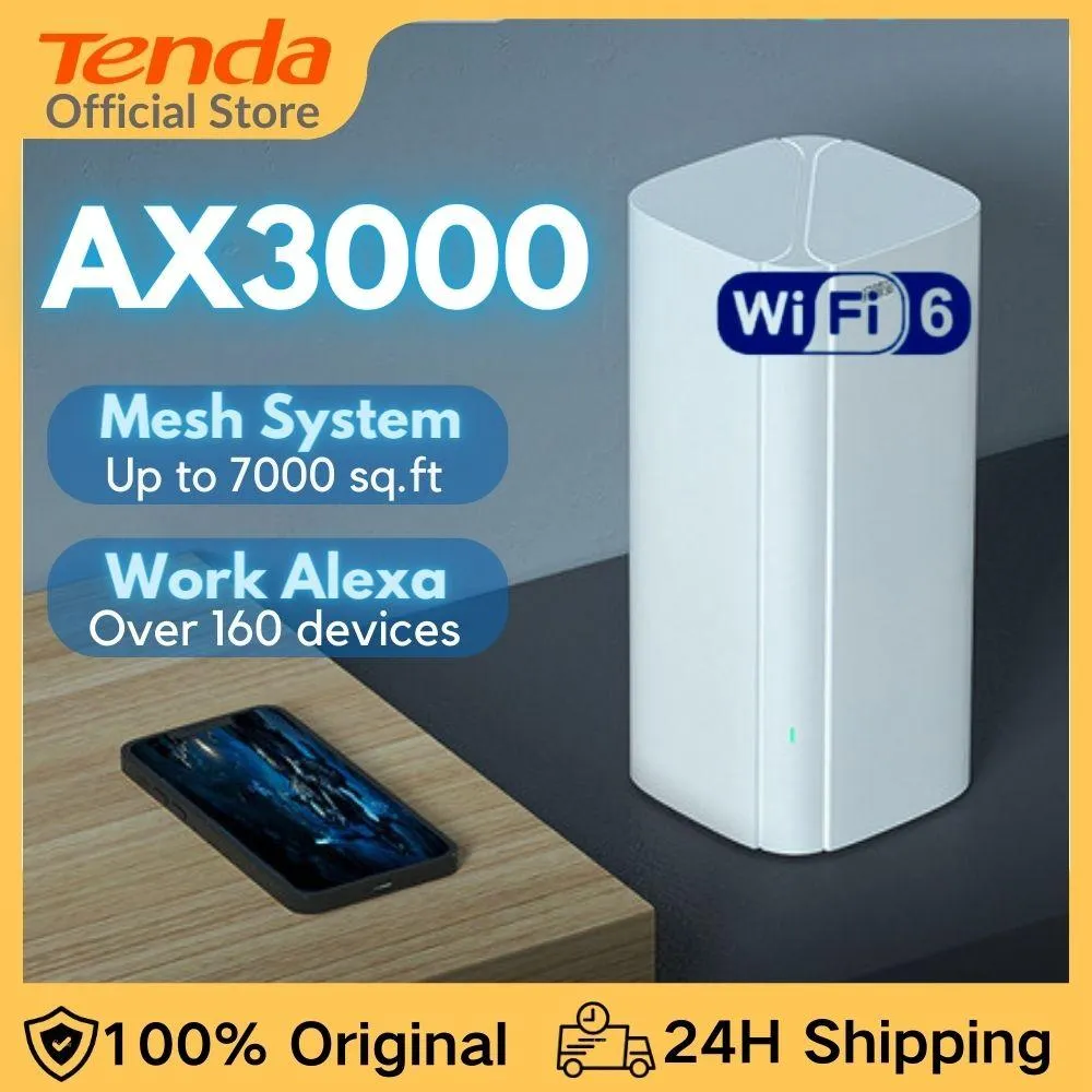 Routers Ax3000 WiFi 6 Mesh Router Tenda MX12 Signal Booster Repeater upp till 3000 kvm. WiFi Range Extender VPN Mesh 5GHz WiFi 6 Router