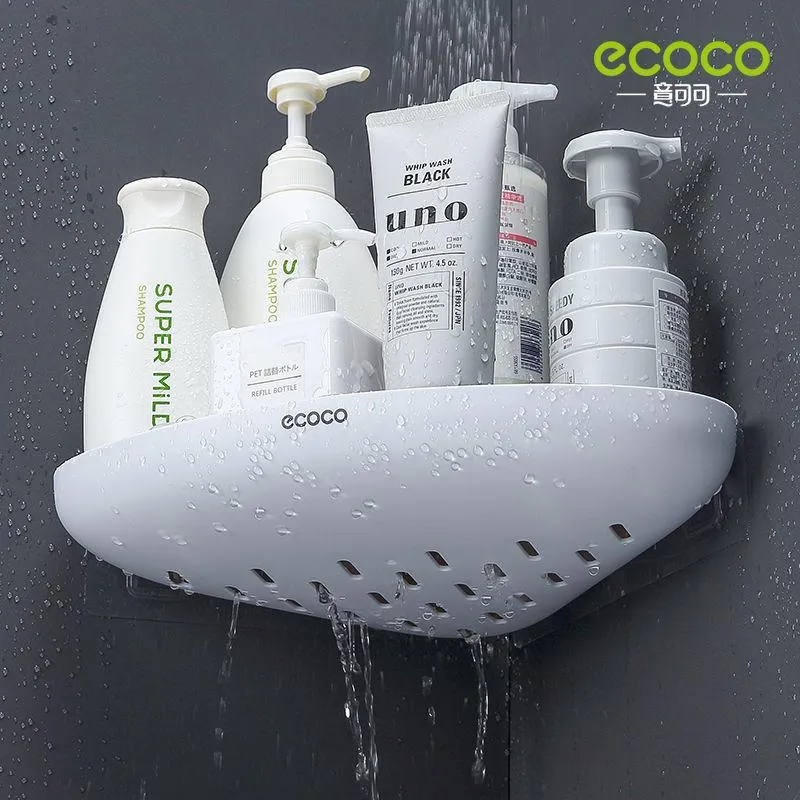 Organization Ecoco Bathroom Storage Shelf Shower Snap Up Corner Shelf Shampoo Holder Basket Shelf Wall Shees for Sheing Kitchen