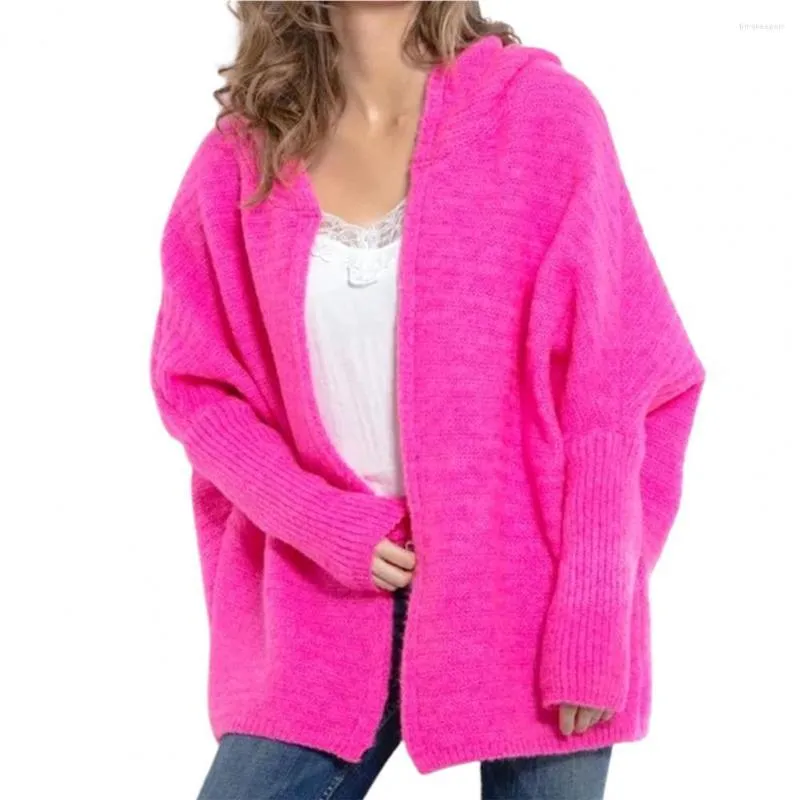 Femmes tricots manches chauve-souris femmes Cardigan pull automne hiver à capuche point ouvert haut tricots couleur unie tricoté vêtements d'extérieur