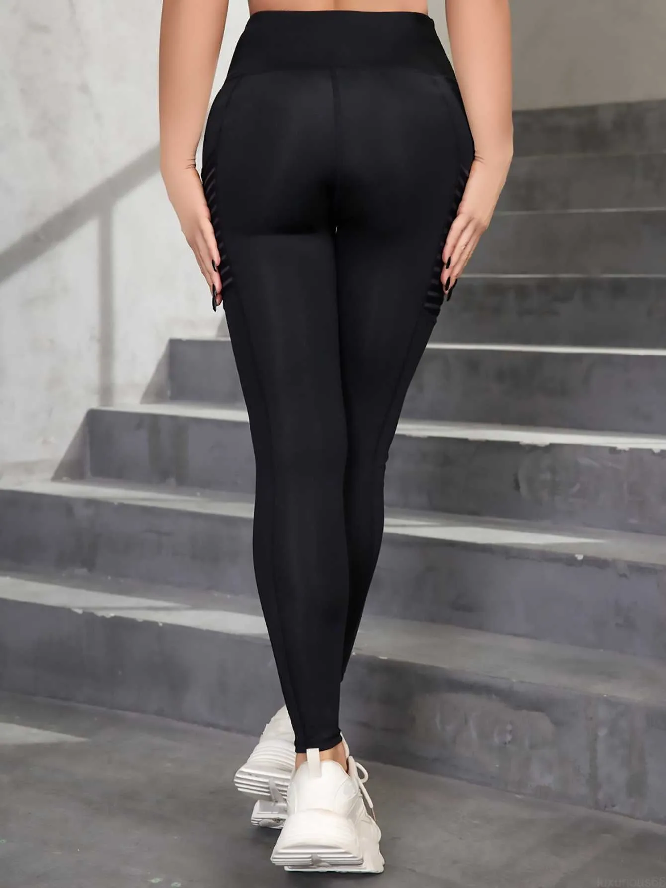 Mallas Deportivas Con Costuras De Malla Para Gimnasio, Pantalones Ajustados  Para Correr, Entrenamiento De Yoga De Cintura Alta, Ropa Deportiva Para Mu