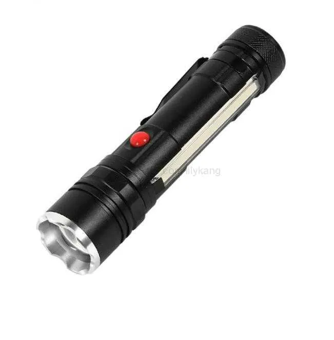 High Power Tactical ficklampa Multifunktion Led Torch Cob Light utomhusreparationsljus med den nedre magneten Alkingline