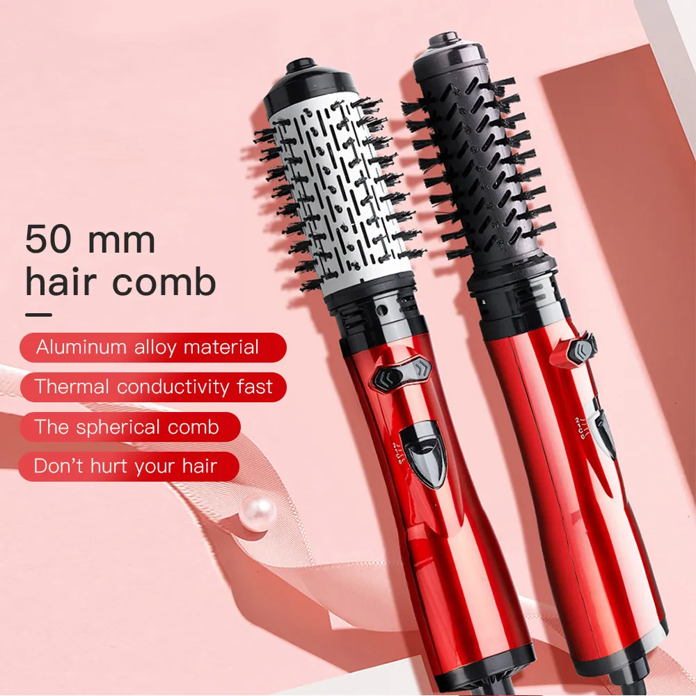 Curling Irons Rotating Hair Dryer Brush Comb 2 IN1 Straightener Curler Roller Rod Anion Air Styling 230602