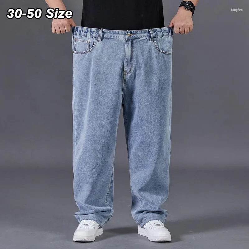 Jeans da uomo Uomo Baggy Classic Oversize 42 44 46 48 50 Pantaloni in denim a gamba larga Primavera Autunno Pantaloni casual dritti Abbigliamento taglie forti