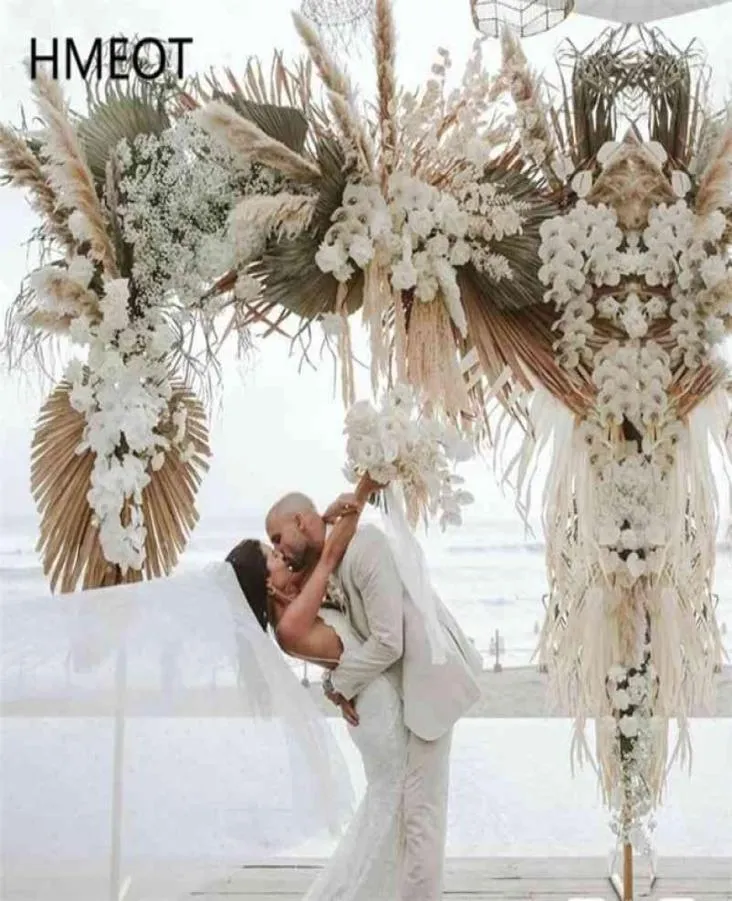 Natural Dried Flower Arrangement Pampas Grass Reed Row DIY Wedding ...