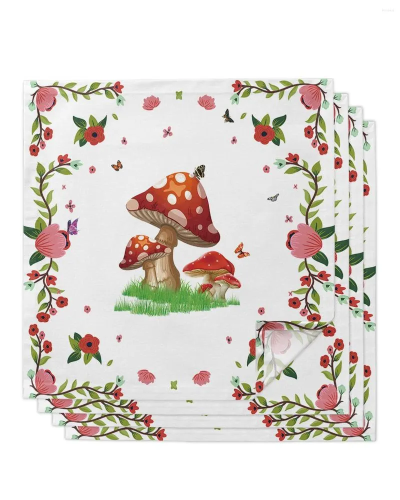 Servet 4 stks Bloemen Bloemblaadjes Vlinders Paddestoelen Vierkante 50 cm Bruiloft Decoratie Doek Keuken Diner Serveren Servetten