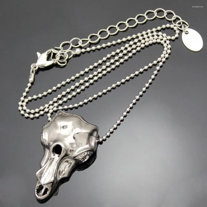 Catene Ciondolo teschio di uccello corvo placcato argento Catena di perline Steampunk Bellatrix Maxi maglione Lestrange Collana con colletto girocollo