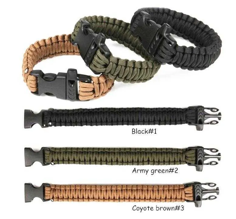 Darmowa wysyłka Paracord Parachute Cord Smycz Bransoletka Przetrwanie Bransoletka Paracord Paracord Bransoletka, Bransoletka zewnętrzna Bransoletka zewnętrzna