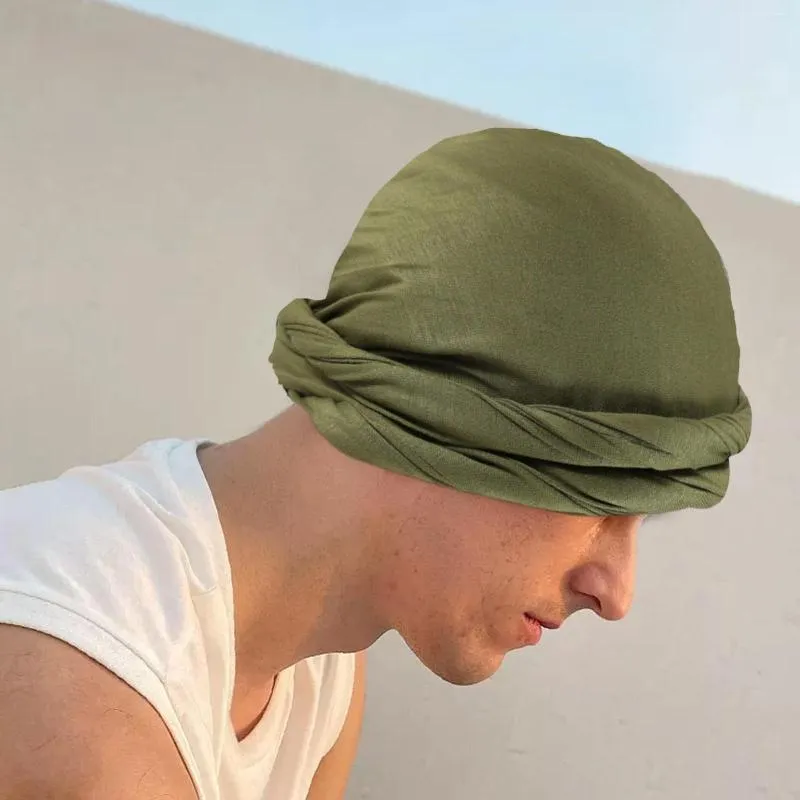 Bérets National Men's Turban Hat élastique Yiwu Fashion Boneie Style Bandband Cap Headscarf
