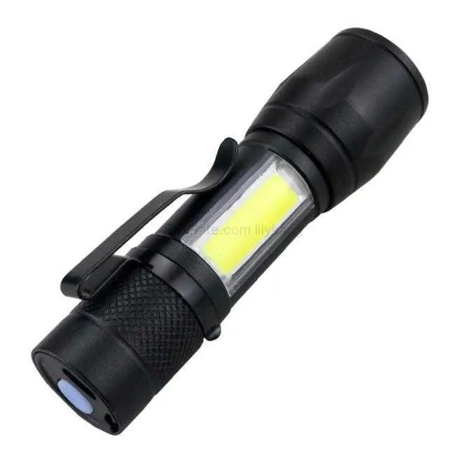 Torche LED Rechargeable USB – 4 LED, 1200 Lumens, Lampe De Poche Super Lumineuse Avec Lumière Latérale – Neuf