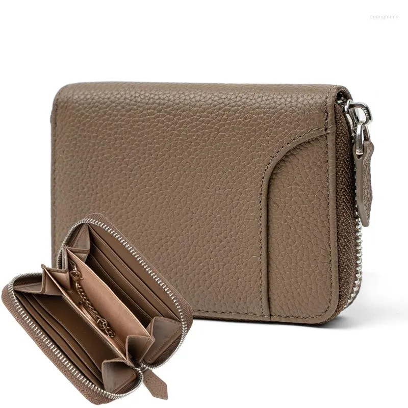 Wallets Purse For Women Men Short Money Clip Multi-card Pocket Leather Zipper Bag Key Ring