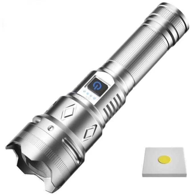 Rechargeable Led Flashlight Highlight Long Range Torch Light Powerful Self Defence Tactical Flashlights Torches Portable Zoom Camping Lamp Alkingline