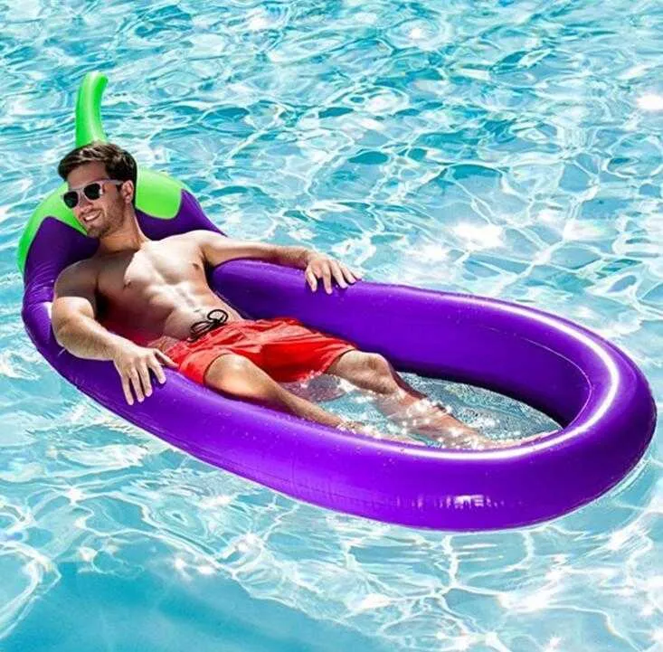 Inflatable Pool Float Giant Eggplant Raft Pool Lounger Lounge chair for Adult Tube Raft Kid Swimming Ring Pool floats mattress boat toy