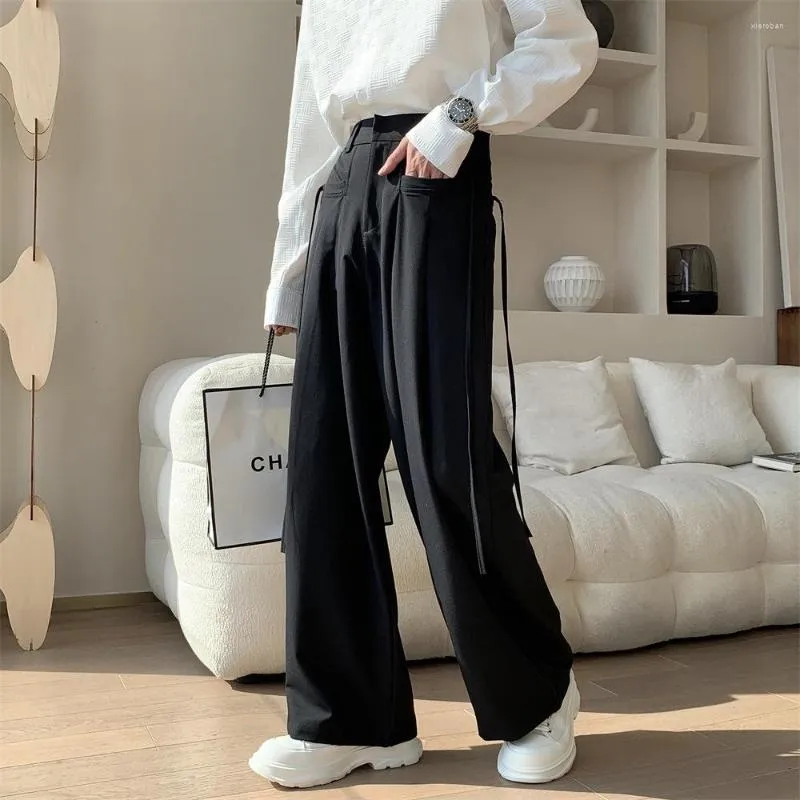 2023 Spring Mens Korean Style Wide Leg Streetwear Wide Leg Leather Trousers  Casual Loose Pants For Fashionable Straight Look From Xieroban, $21.22