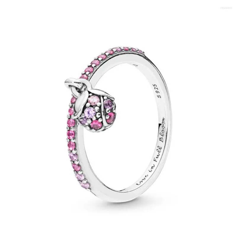 Anelli a grappolo Autentico anello in argento sterling 925 con fiori di pesco per gioielli da donna regalo fai da te