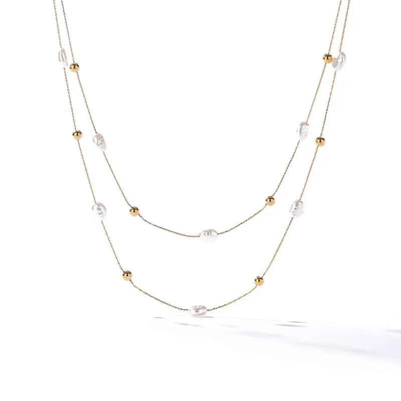 Collane con ciondolo Collana a strati con perle barocche alla moda_voghion.com