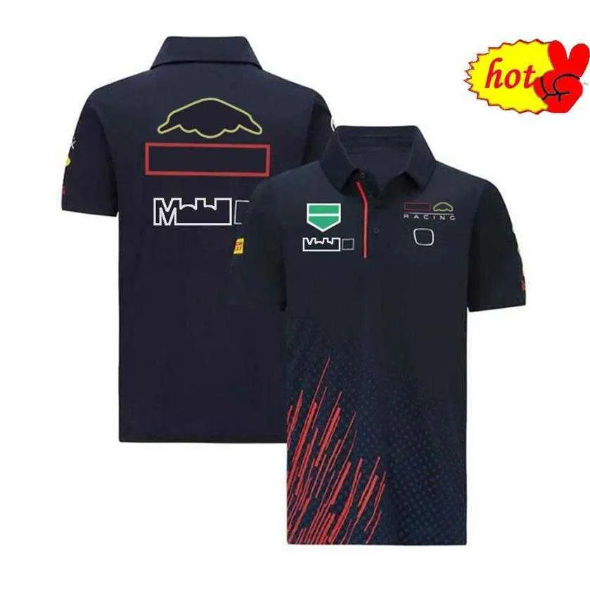 F1 Fórmula 1 Carro de manga curta Team Color Blocking T-shirt Fãs Roupas de corrida Camisa pólo masculina Verão P289u 60ls