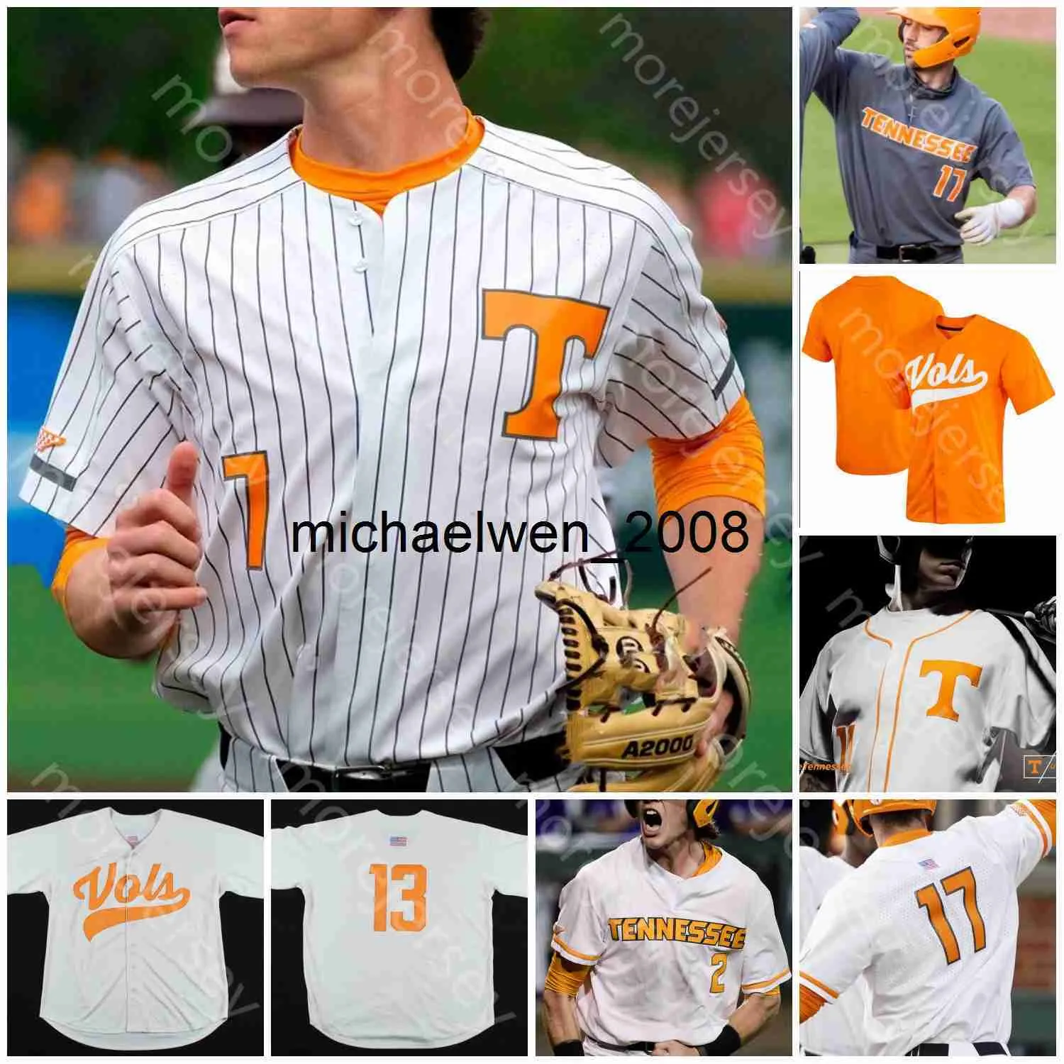 Mi208 Custom NCAA College Tennessee Volunteers Baseball-Trikot Nick Senzel Beck Blade Tidwell Max Ferguson Drew Gilbert Matt Duffy