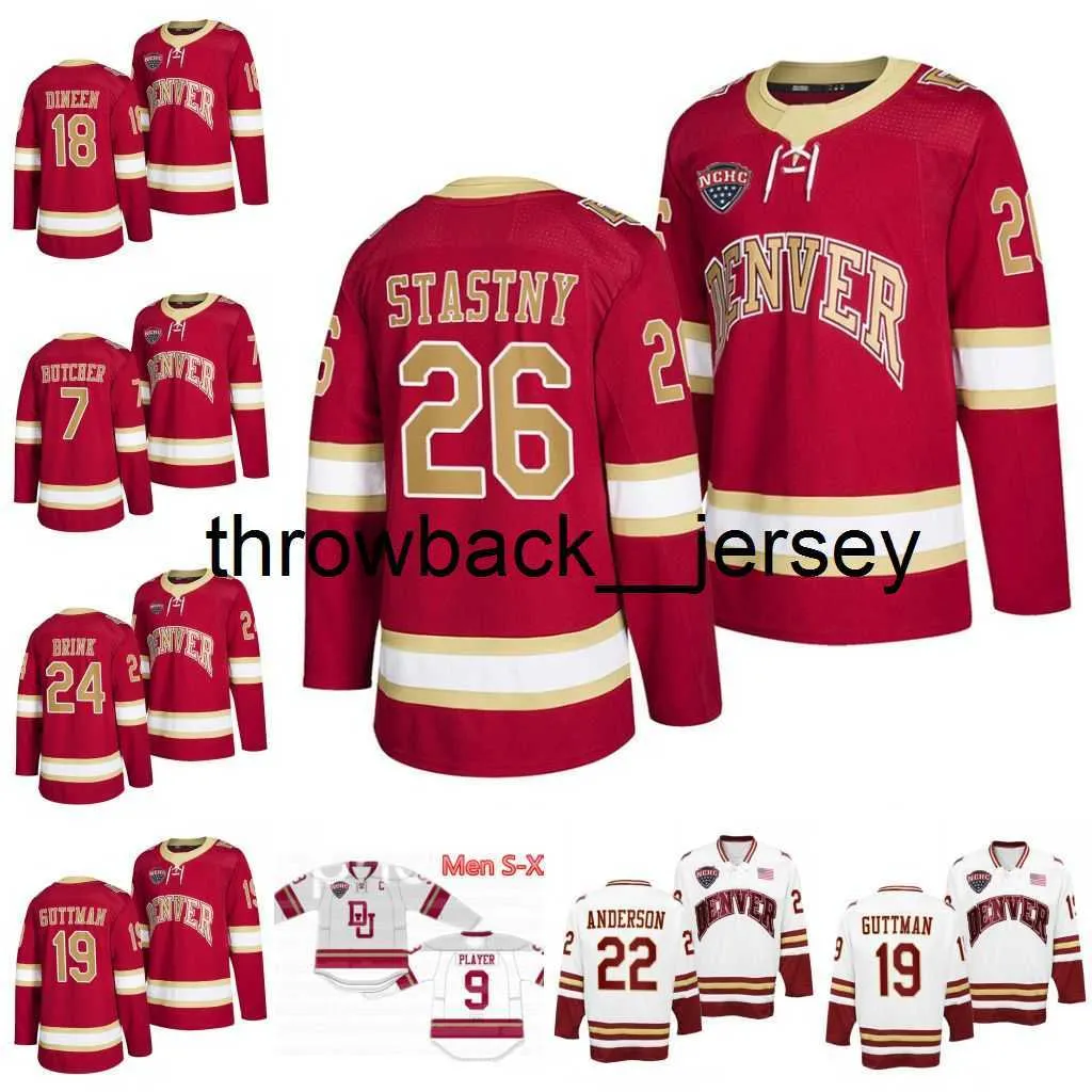 thr 26 Maillot de hockey Paul Stastny Denver Pioneers anderson Griffin Mendel Will Butcher Bobby Brink Matt Carle Emilio Pettersen Kevin Dineen Ryan Barrow Ncaa College