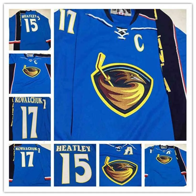 C2604 Custom 2009-10 Vintage 17 Ilya Kovalchuk Atlanta Thrashers Hockey Jerseys Men's 15 Dany Heatley Stitched Ice Jersey Size S-4XXXL