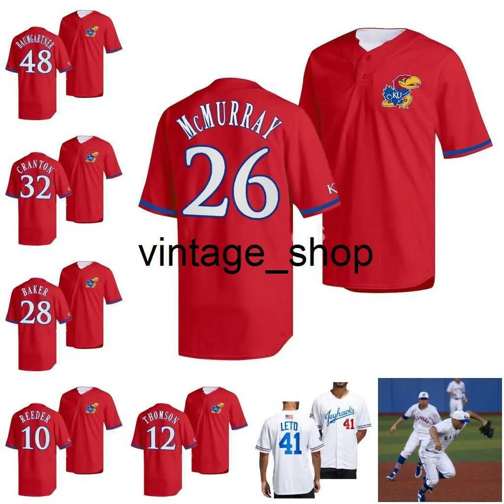 Vin Kansas Jayhawks College Baseball 26 Cooper McMurray Jersey Jersey Collin Baumgartne Jake Baker Rob Thomso Jon Coyne Reeder Maui Ahuna Karter Muck Daniel Hegarty