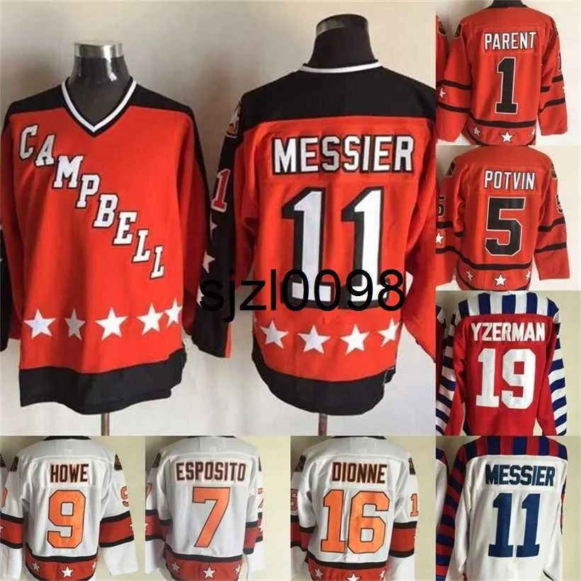 Maillots Sj98 Campbell All Star Game 1 Eddie Giacomin 16 Marcel Dionne 4 Bobby Orr 7 Paul Coffey 10 Guy Lafleur 11 Maillots de hockey Mark Messier