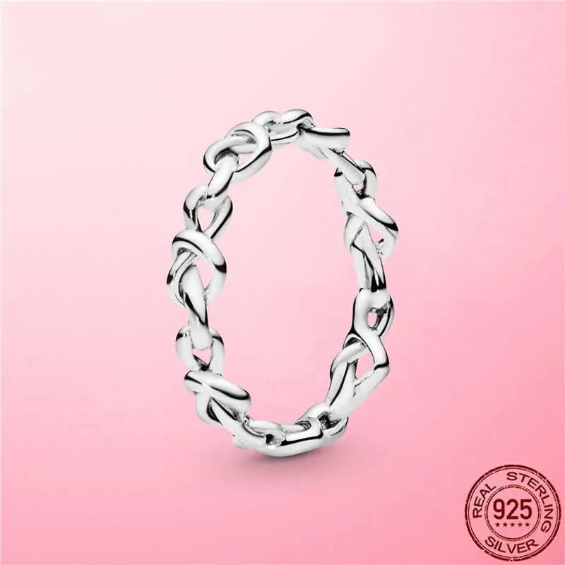 925 Sterling Silver Knotted Hearts Band Ring Stackable Promise Ring ...