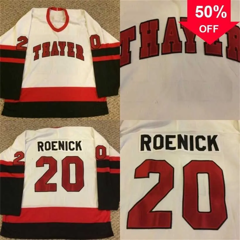 Mag Mit #20 Jeremy Roenick Thayer Academy High School Jersey 100% Stitched Embroidery s Hockey Jerseys White VINTAGE