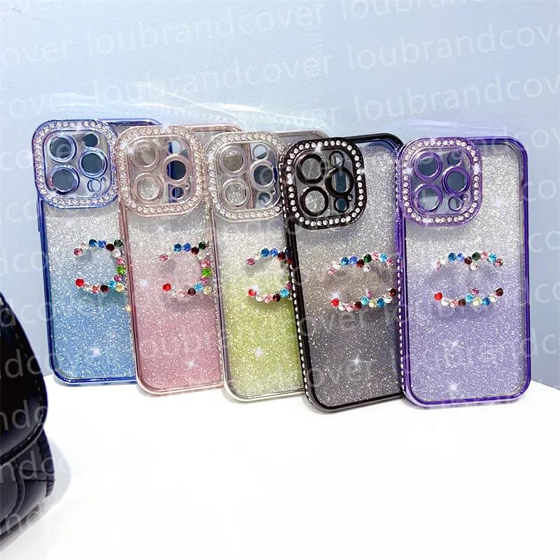 مصمم علبة الهاتف Glitter iPhone Case لـ Apple iPhone 14 Pro Max 14Pro 13 13pro 12 Pro 11 Luxury Color Rhinestone Diamond Bling Rhine Stone Shineder Edge Cover