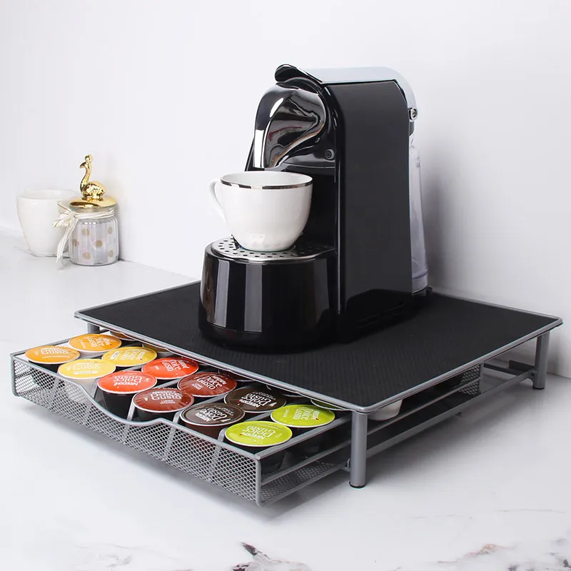 Creative Drawer Style Nespresso Tray Holder With Metal Shelf Tray