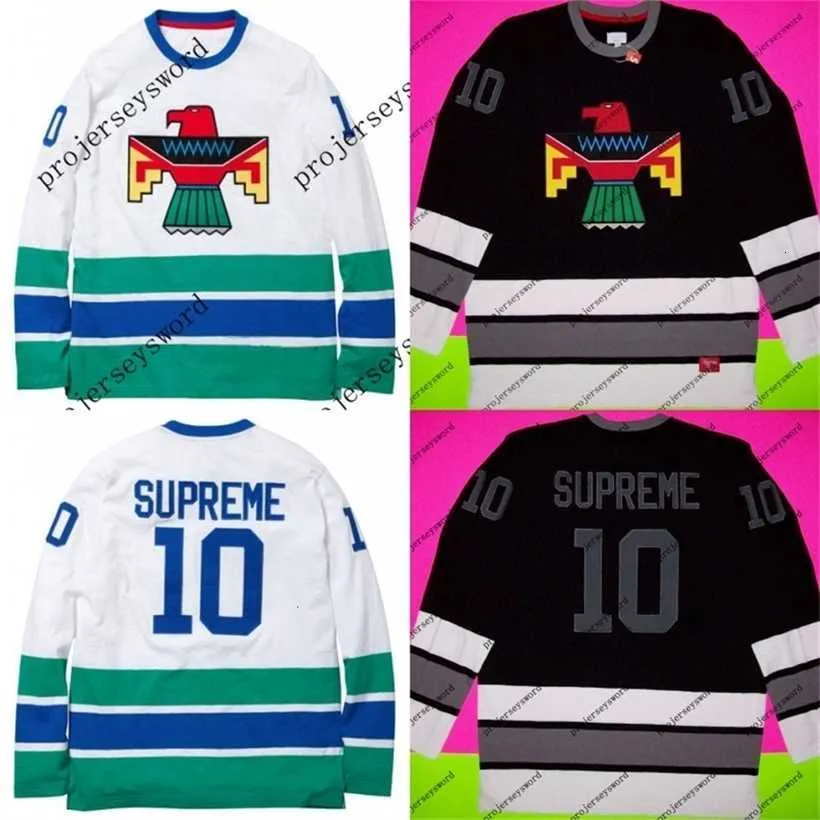 C2604 Mitness 10 Supry Hockey Jersey Pullover Real Full Embroidery Supr Jerseys Black White High Quality