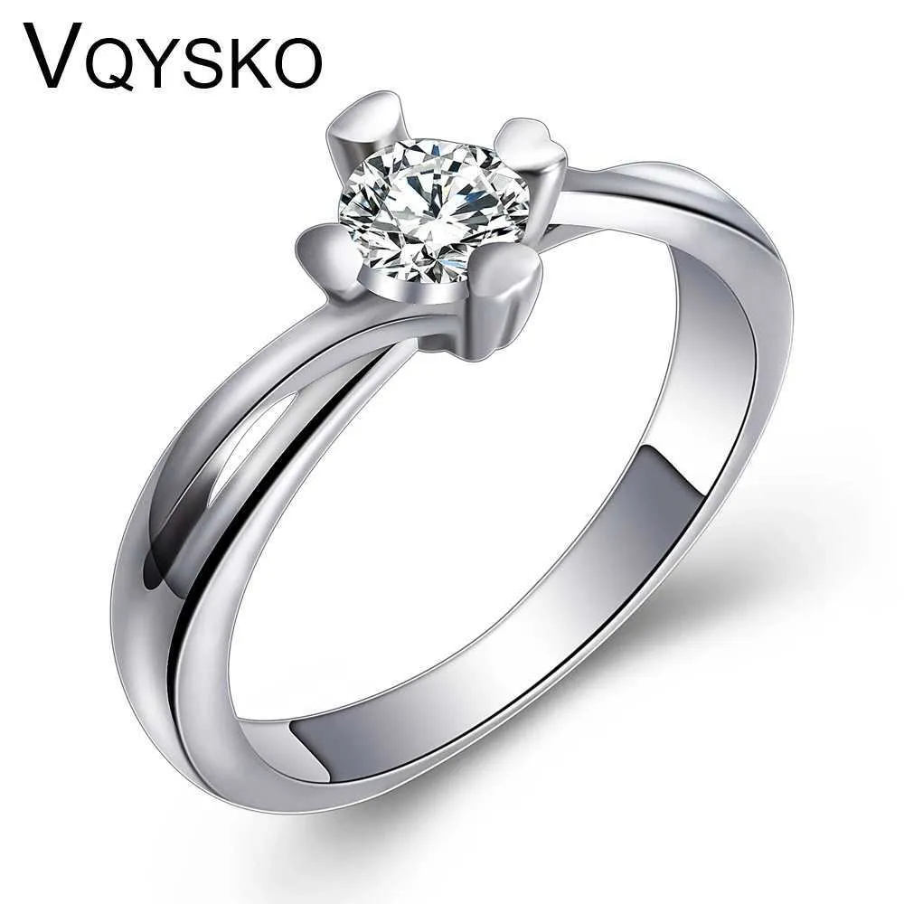Solitaire Ring Austria Crystal Channel Bague en acier inoxydable fiançailles de mariage Zircon Crystal Rings femmes bijoux en gros Z0603