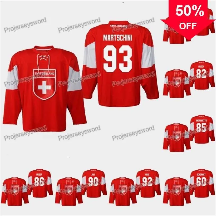 Mag Mit Suíça Lino Martschini 2019 IIHF World Championship Jersey Noah Rod Joel Genazzi Simon Moser Sven Andrighetto Roman Josi Gaetan Haas