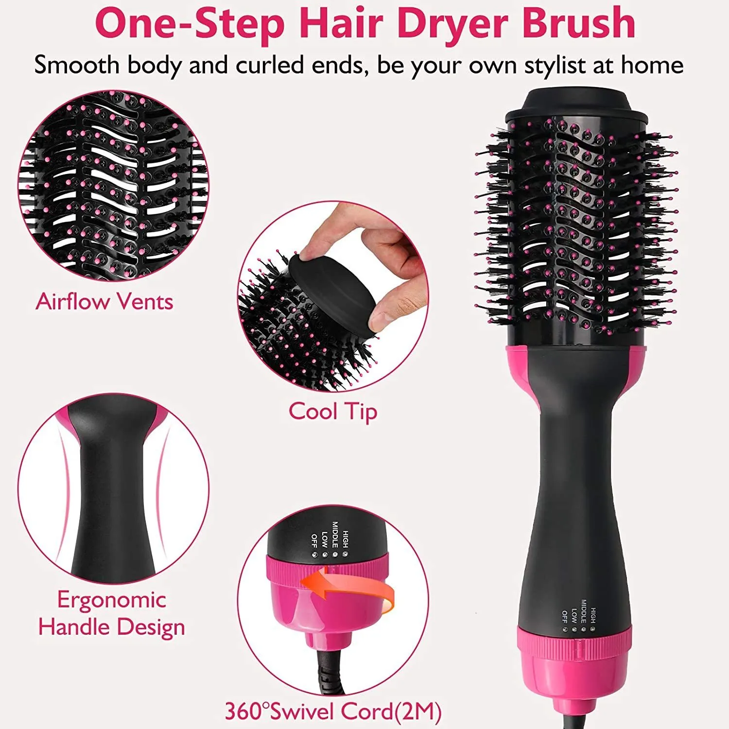 Cheap Hair Dryer 5 In 1 Electric Hair Comb Negative Ions Blow Dryer Comb  Hairdryer Hair Blower Brush Salon Dryers