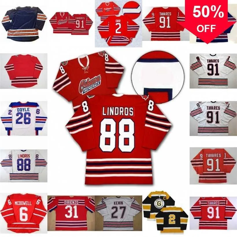 Mag Thr Oshawa Generals Jersey 88 Eric Lindros 27 Kewin 26 Shane Doyle 31 Dirienzo 91 John Tavares 2 Bobby Orr 6 Jimmy McDowell Hockey Jersey