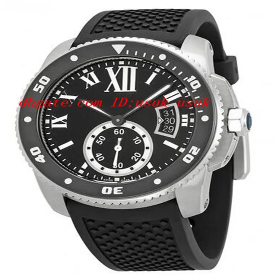 Montre-bracelet de luxe de qualité supérieure calibre de cadran noir montre pour hommes en caoutchouc 42mm montre automatique pour hommes Watches254L