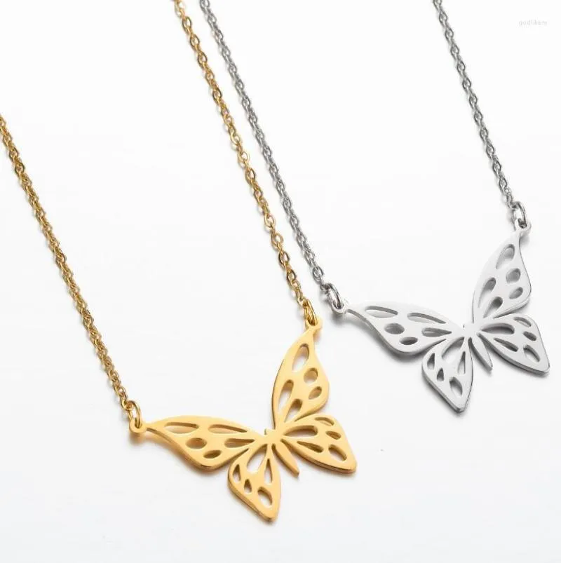 Pendant Necklaces Outline Swallowtail Butterflies Insect Charms Jewelry Flying Moth Satinless Necklace Chain Ornament Gift