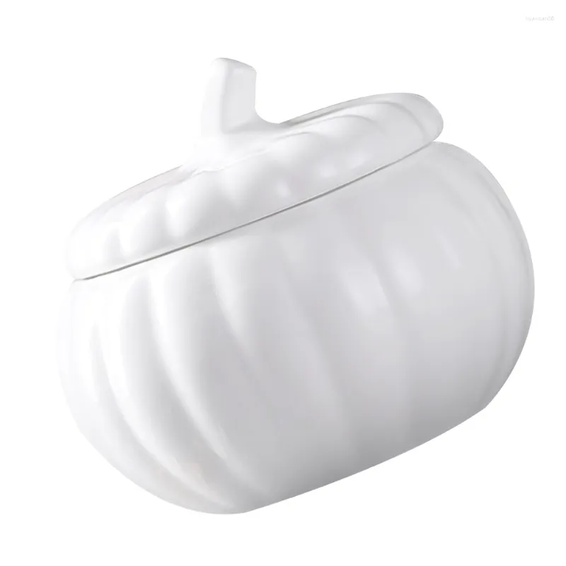 Zestawy naczyń obiadowych ceramiczna miska cukrowa z wiekami- kształt dyni do domu i kuchni (biały)
