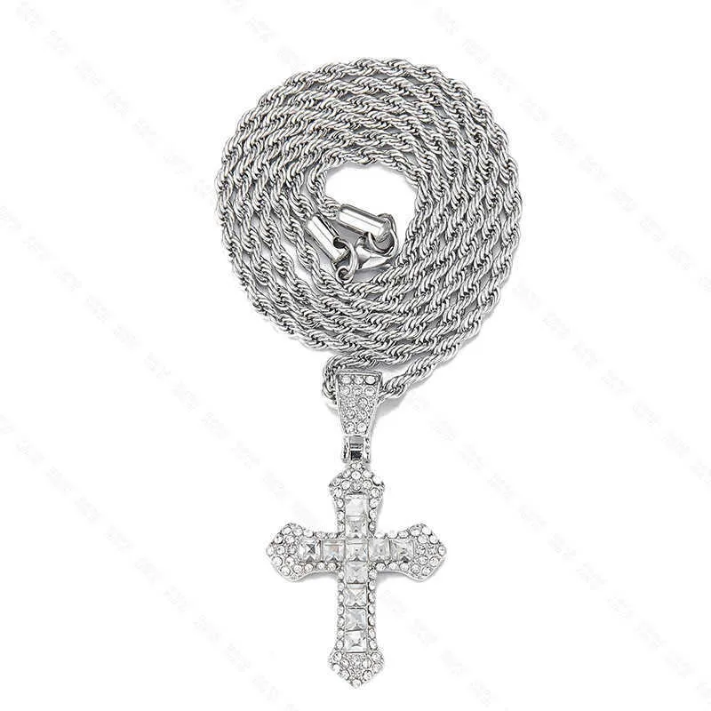 Collier croix hip-hop pour homme Collier pendentif croix vintage