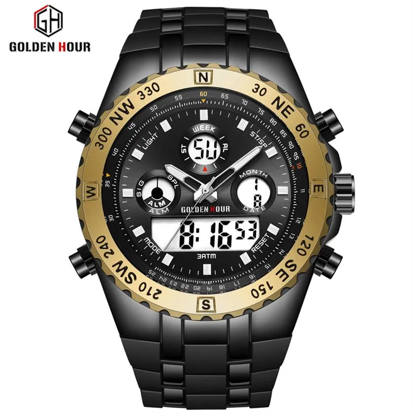 Reloj Hombre GoldenHour Men Watch Sport Watch Men Erkek Kol Saati Digital Army Military Silicone Quartz Watch Relogio Masculino285p
