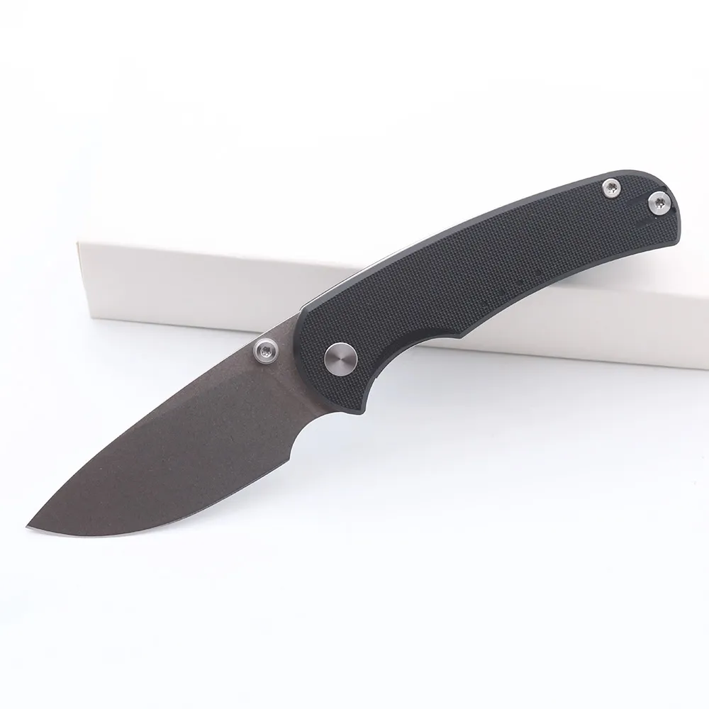 Coltelli Smke di alta qualità Silenzioso Carry Drift Tasca frontale Coltello pieghevole Stonewash 14c28n Lama nera G10 Maniglia Coltello tattico di sopravvivenza