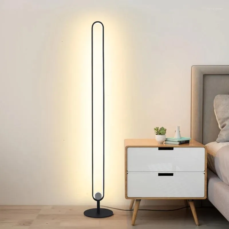 Lampy podłogowe Nowoczesne metalowe LED pilot U Kształt Dimmable stading światło do salonu na poddaszu sypialnia badanie foyer