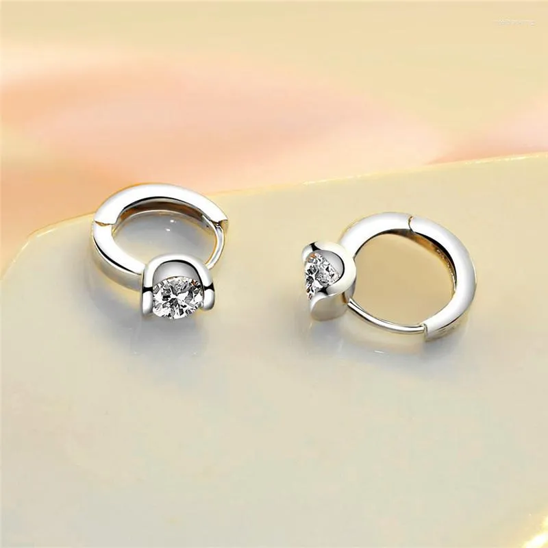 Hoop Earrings Fashion Simple Tiny Small Huggies Shiny Crystal Zirconia Stone Inlay Trendy Female Earring Piercing Jewelry